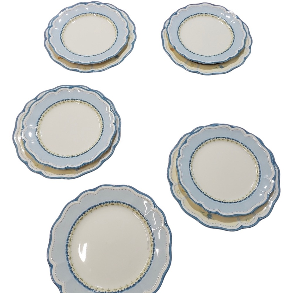 Lenox Provencal Garden 4 Dinner Plate 11” & 4 Salad Plates 9.5”  Sky & Blossom